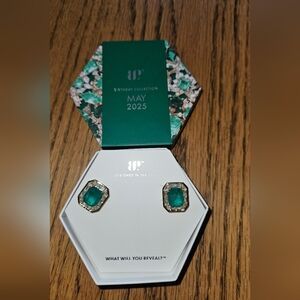 BP Emerald Green Earrings with Silver Accents And Genuine Quartz.